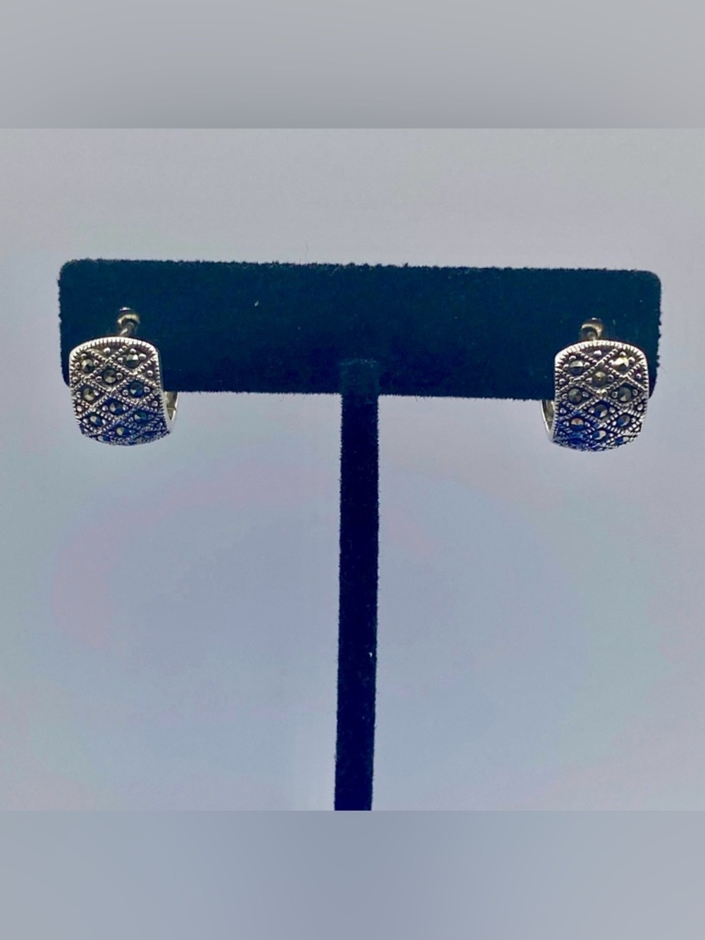 Sterling Silver Marcasite Hoop Earrings